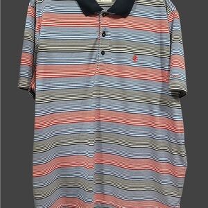 Izod Red and Blue Polo Shirt Classic Striped Design